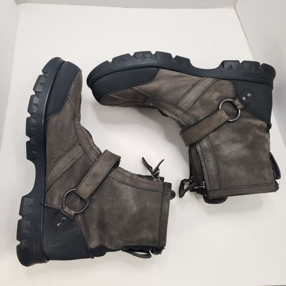Polo Ralph Lauren Conquest Hi III Brown Leather Duck Boots Zip Strap Men’s 12D main image 7